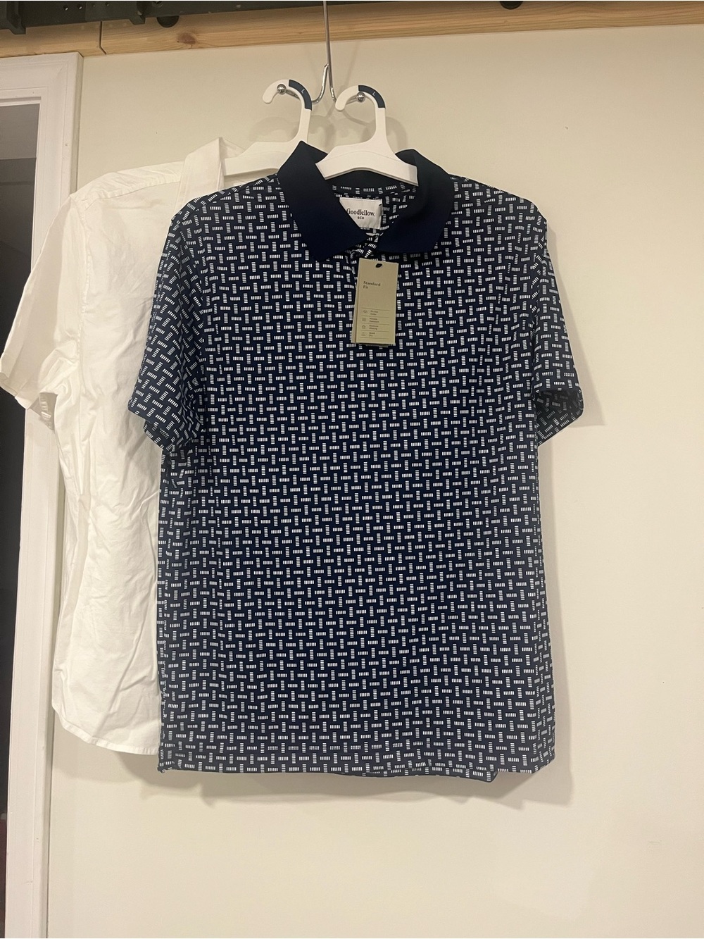 Goodfellow  Navy Patterned Polo Shirt
